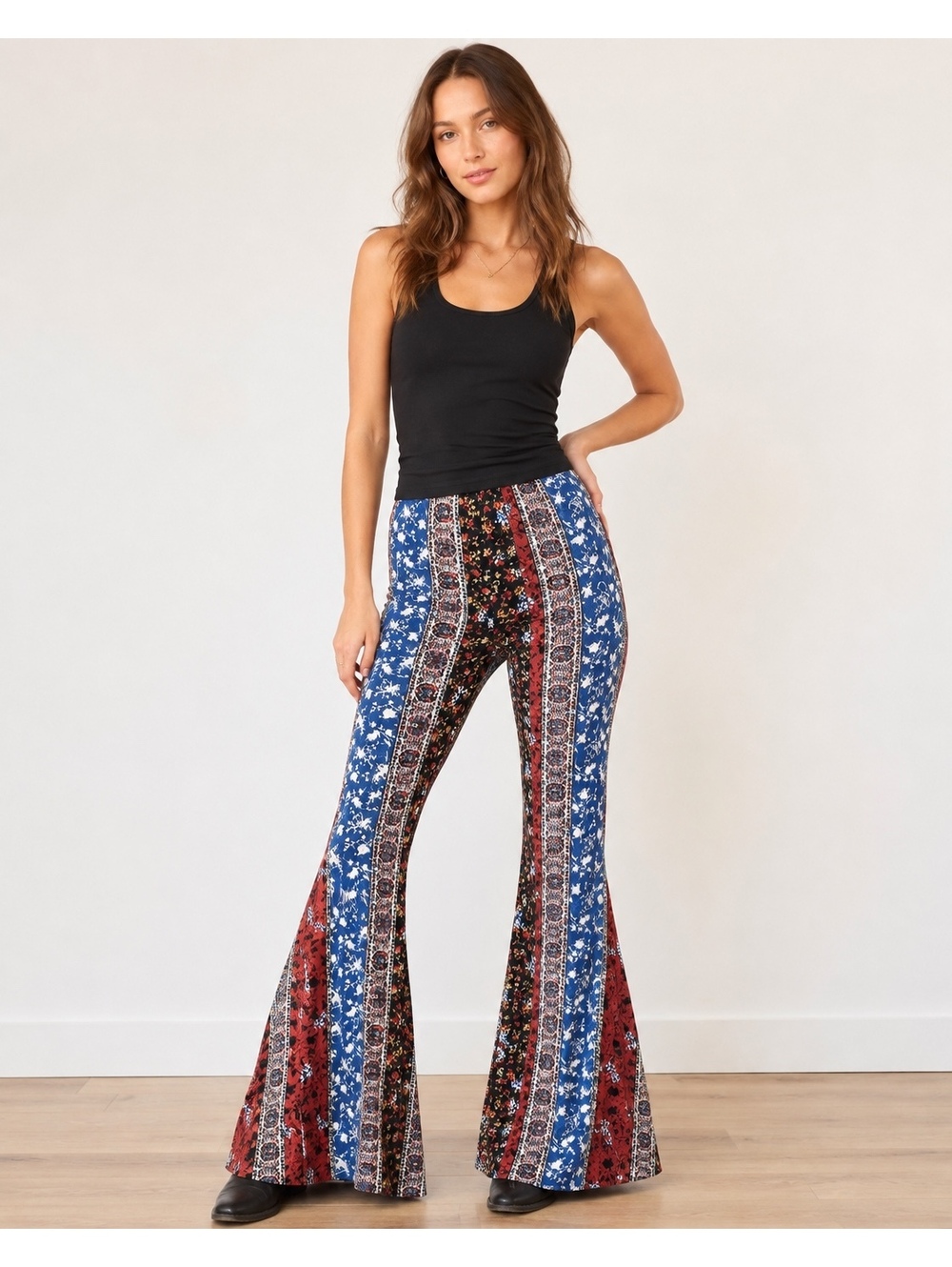 Happening in the Present Floral Patchwork Flare Pants Size Small Made in USA